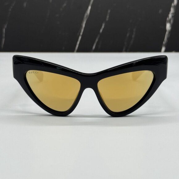 NEW GG1294S 002 GUCCI SUNGLASSES SHINY BLACK GOLD CAT EYE WOMEN EYEWEAR GUCCI - Picture 6 of 13